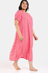 Zivame True Curv Floral Pop Woven Mid Length Nightdress - Coral Paradise — thumbnail 3